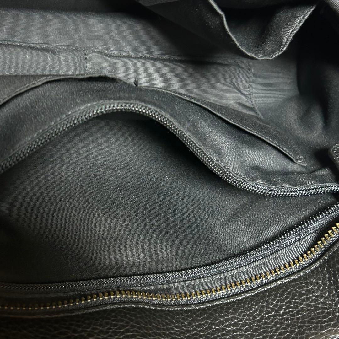 COACH コーチ メンズ シボ革 黒 レザートートバッグ