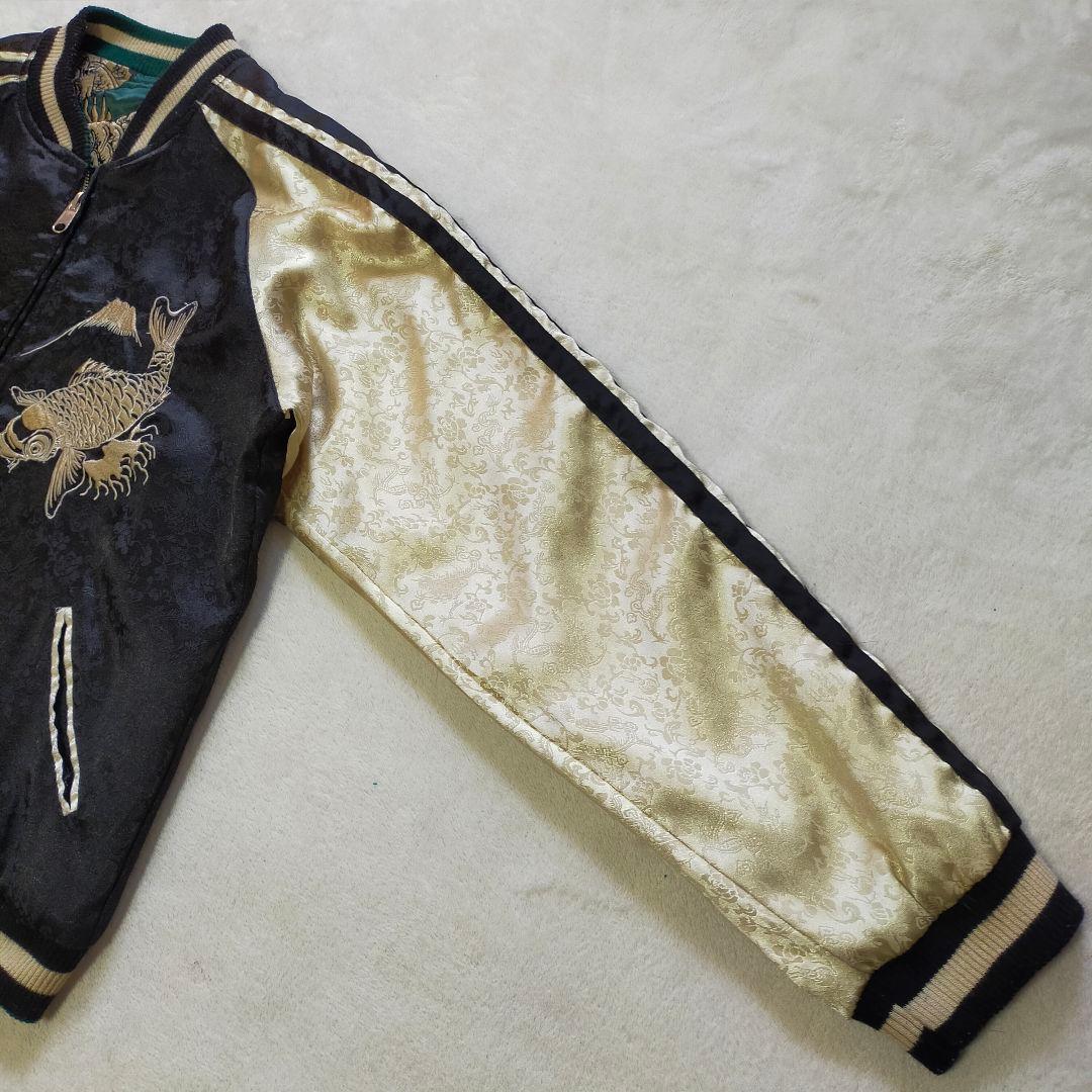 QqCcaan　龍刺繍　М　リバーシブル　スカジャン　鯉　ドラゴン　サテン