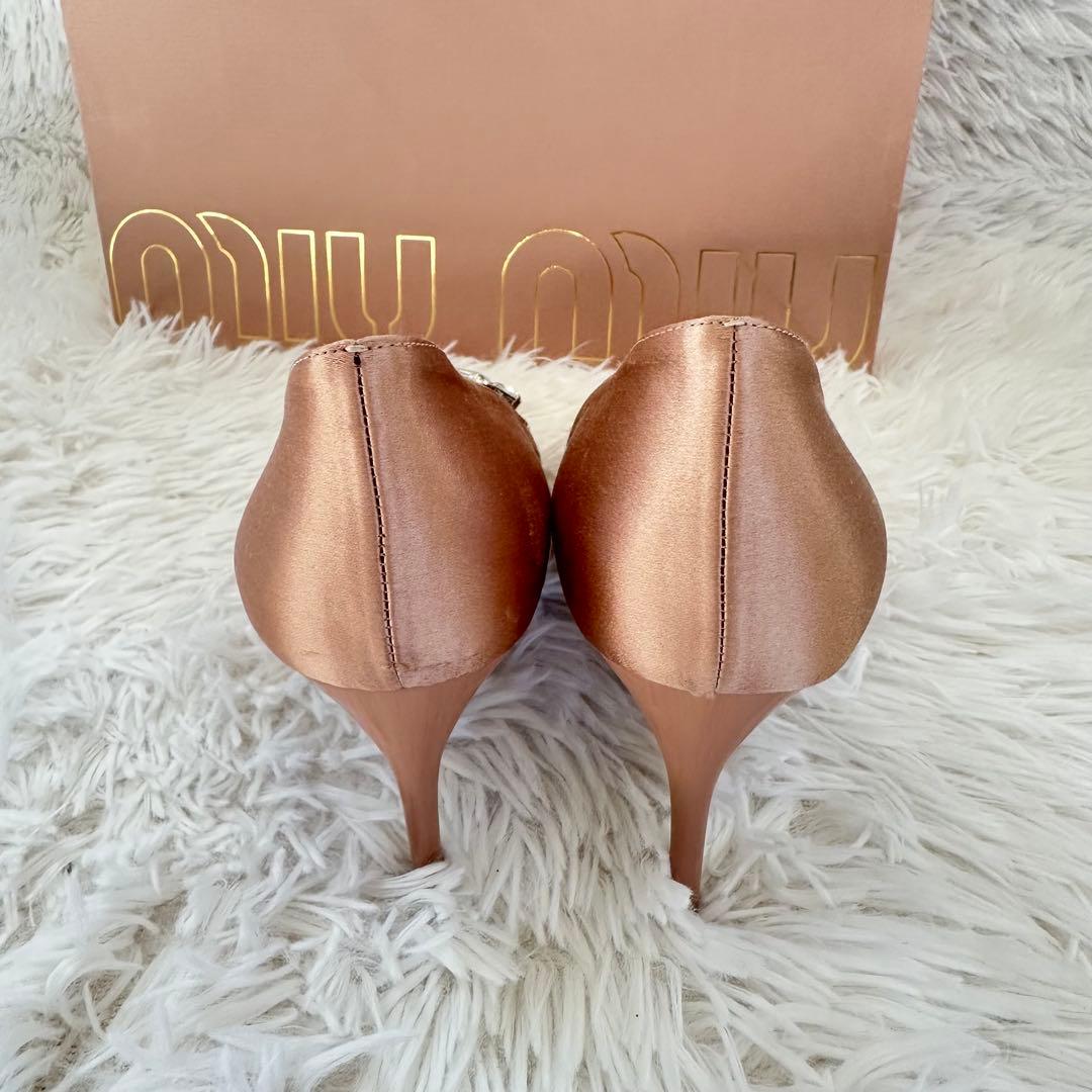 【美品】ミュウミュウ miumiu ハート　ビジュー　ピンク パンプス35