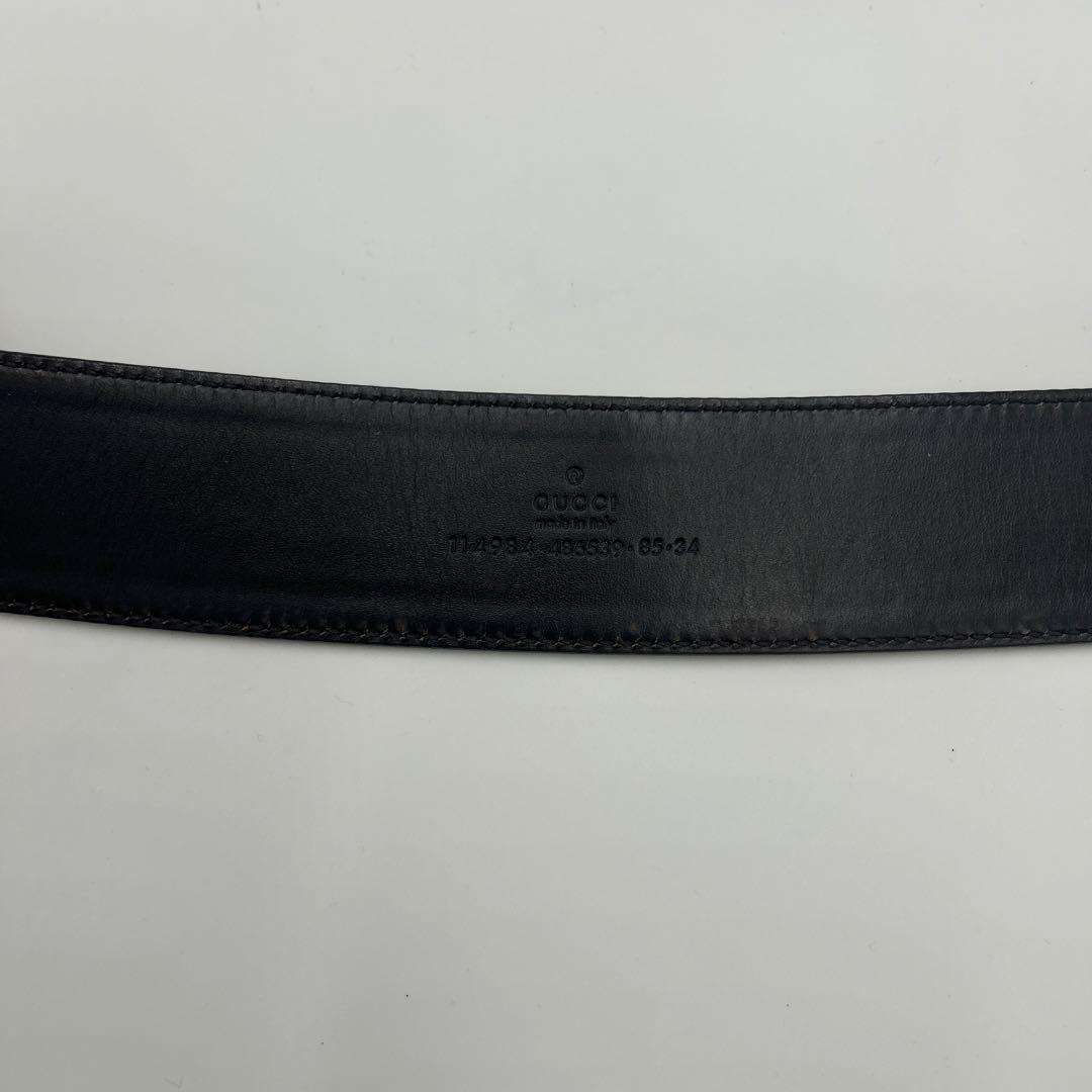 GUCCI インターロッキグ　GG シェリーライン　ベルト　レザー　ロゴ　茶色