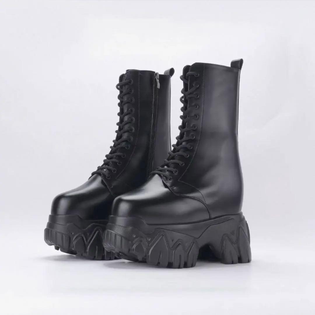 新品 厚底 シークレット ブーツ 22cm レースアップ ダオパオ