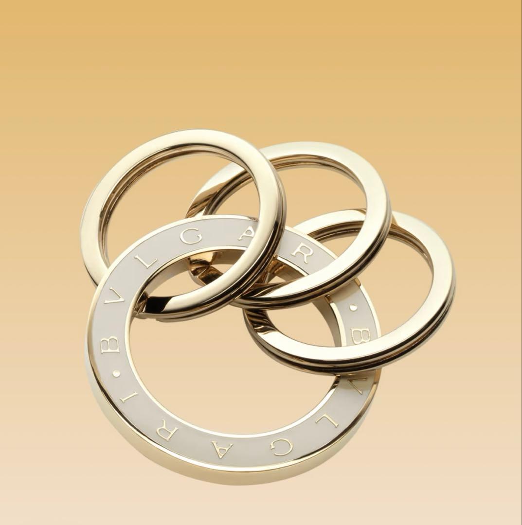 ◇新品・未使用品◇ BVLGARI メタル３連キーリング　ホワイト