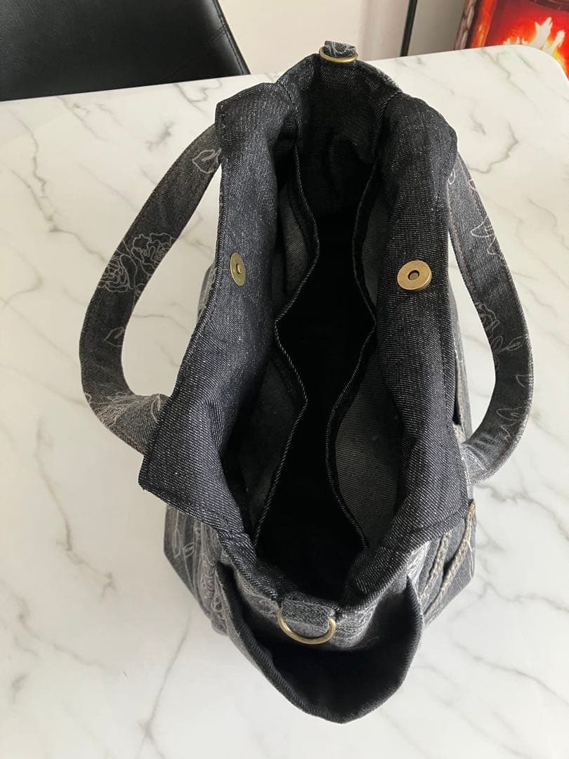 861 あつこ　花柄デニムリメイクバック　ハンドメイド 2点