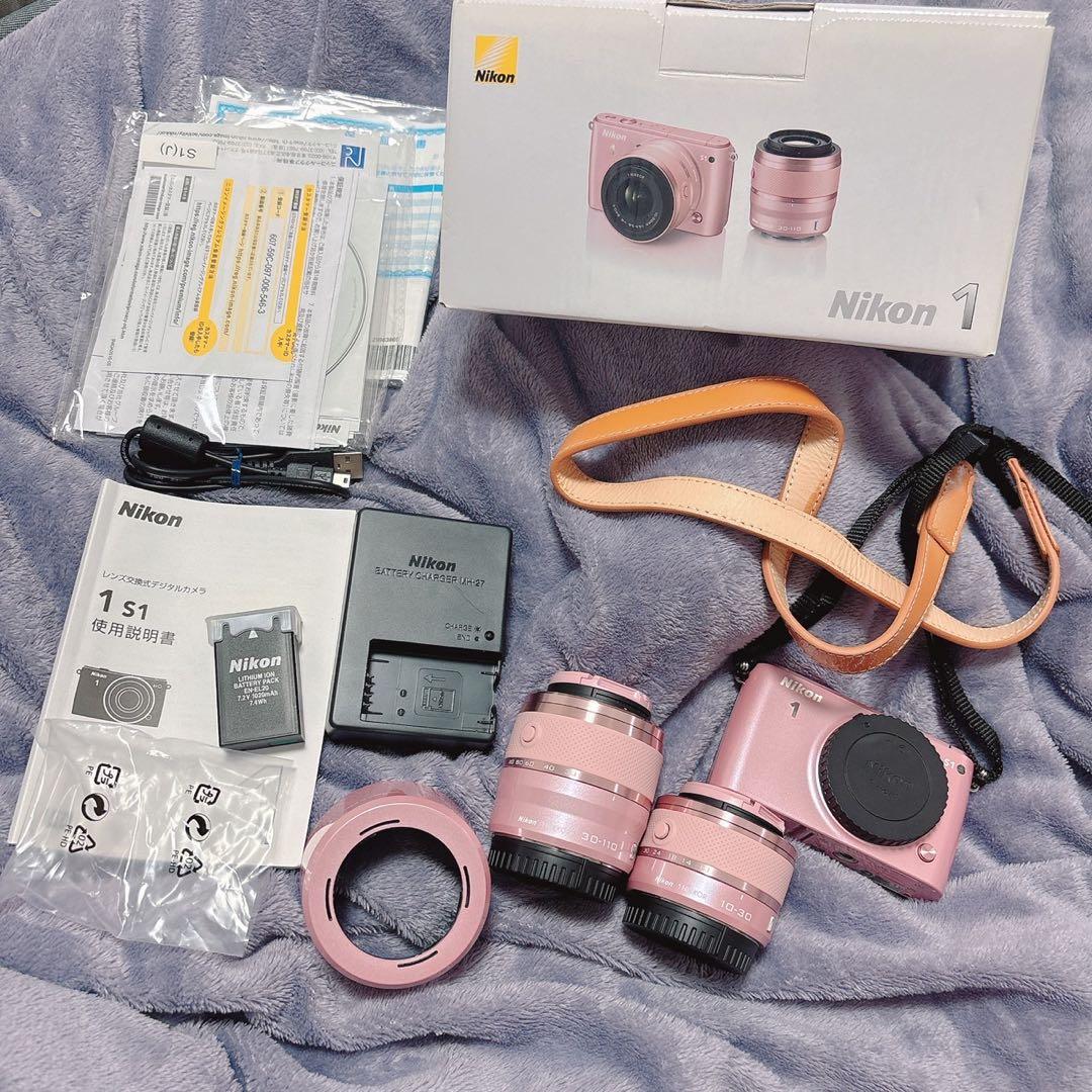 Nikon 1 S1 ミラーレスカメラ ピンク 2レンズ付き