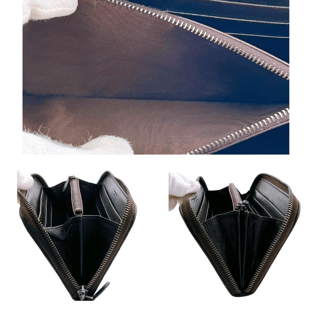 ボッテガヴェネタ ラウンドファスナー長財布 イントレチャート ダークブラウン系