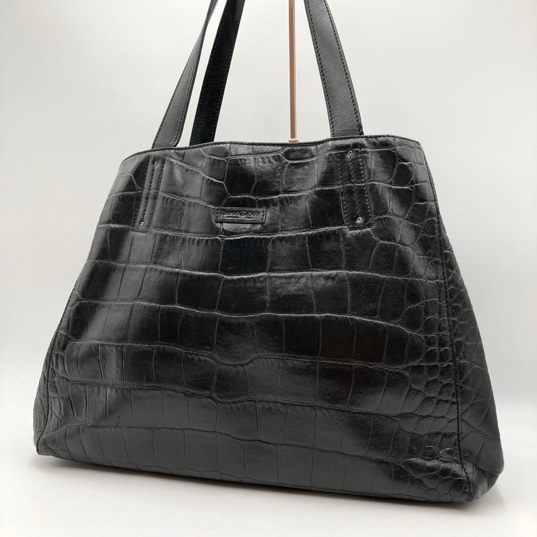 ノブ✨ダニエル&ボブ EDIFICE別注 トートバッグ 黒 レザー クロコ