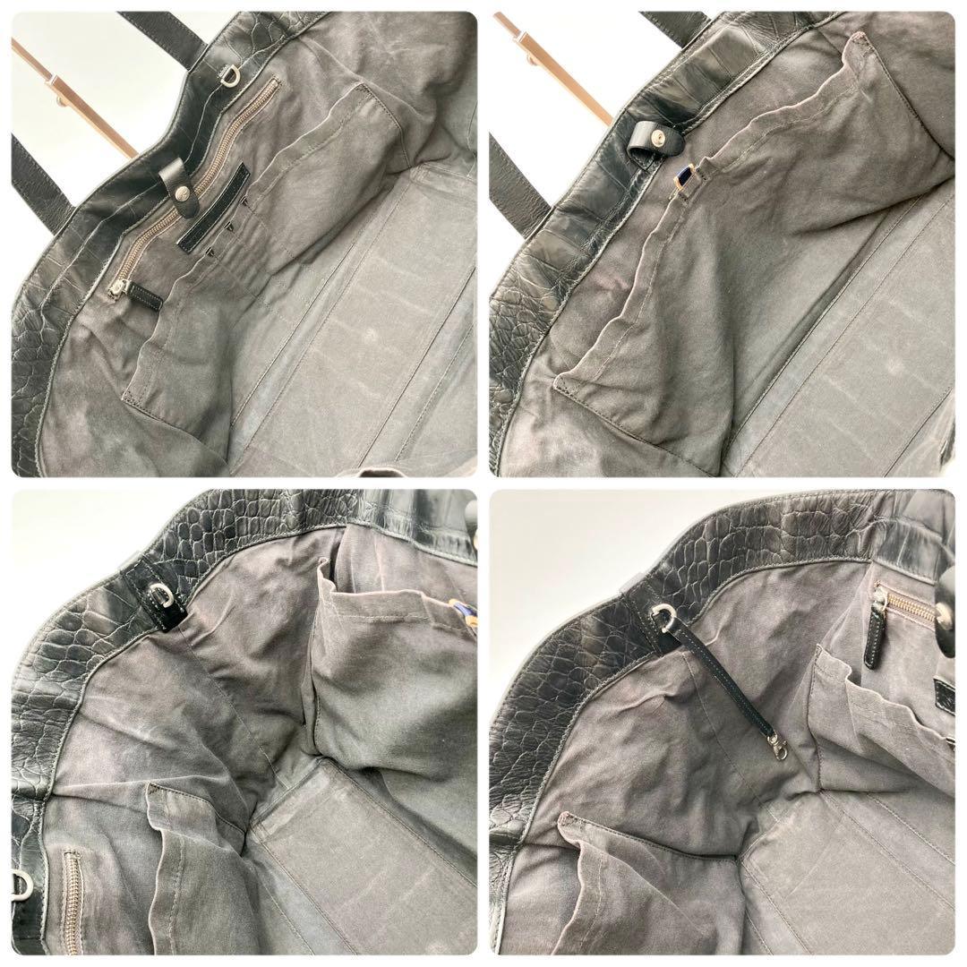 ノブ✨ダニエル&ボブ EDIFICE別注 トートバッグ 黒 レザー クロコ