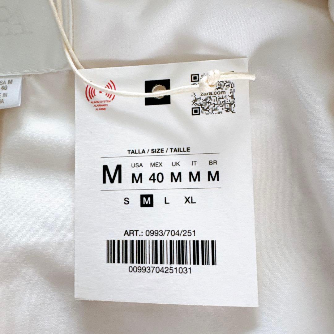 新品タグ付き✨【ZARA】光沢フェイクレザージャケット オフホワイト Mサイズ