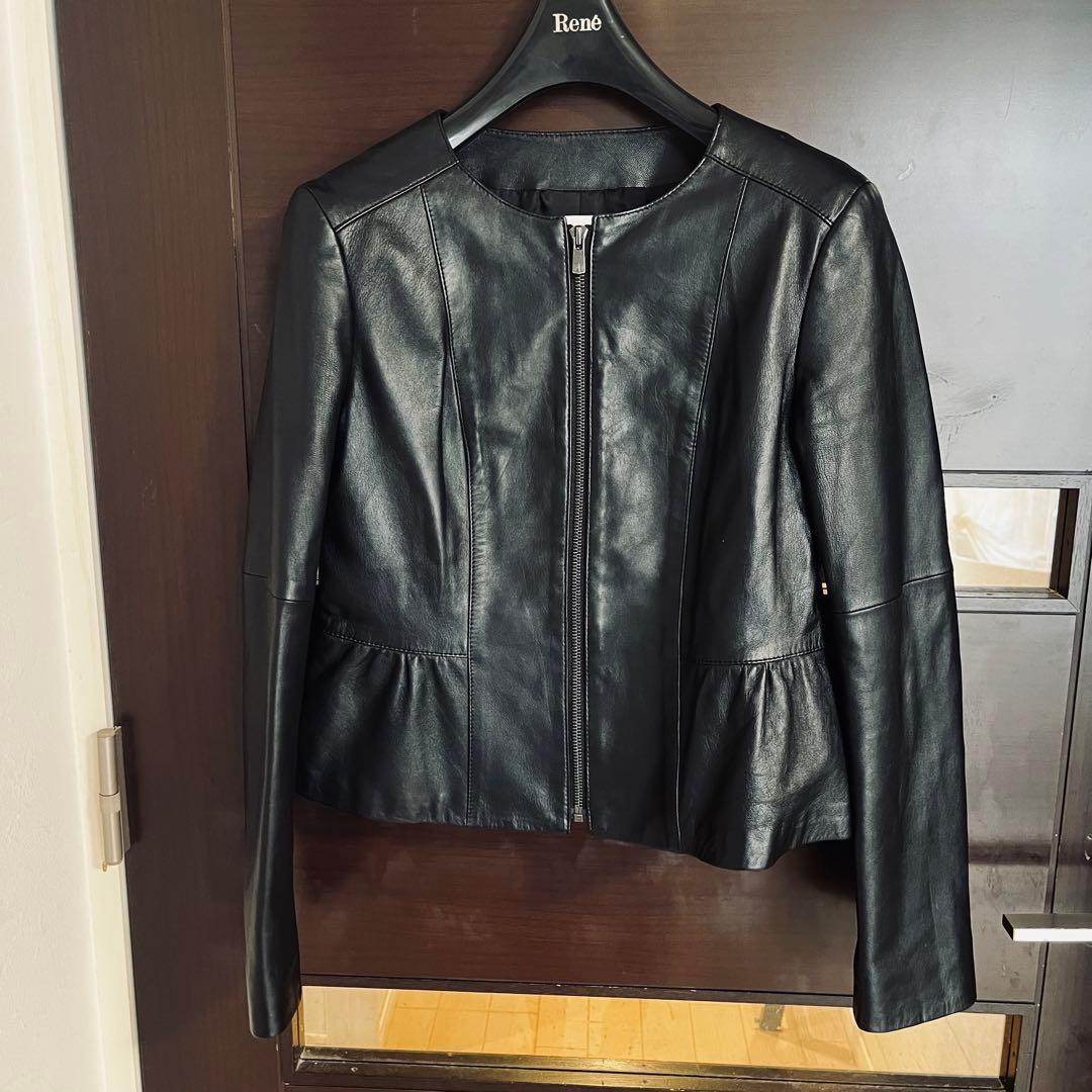 新品☆ ANAYI ラムレザー ぺプラムジャケット/セオリー、23区、ロペ