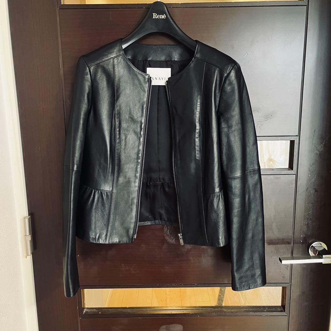 新品☆ ANAYI ラムレザー ぺプラムジャケット/セオリー、23区、ロペ