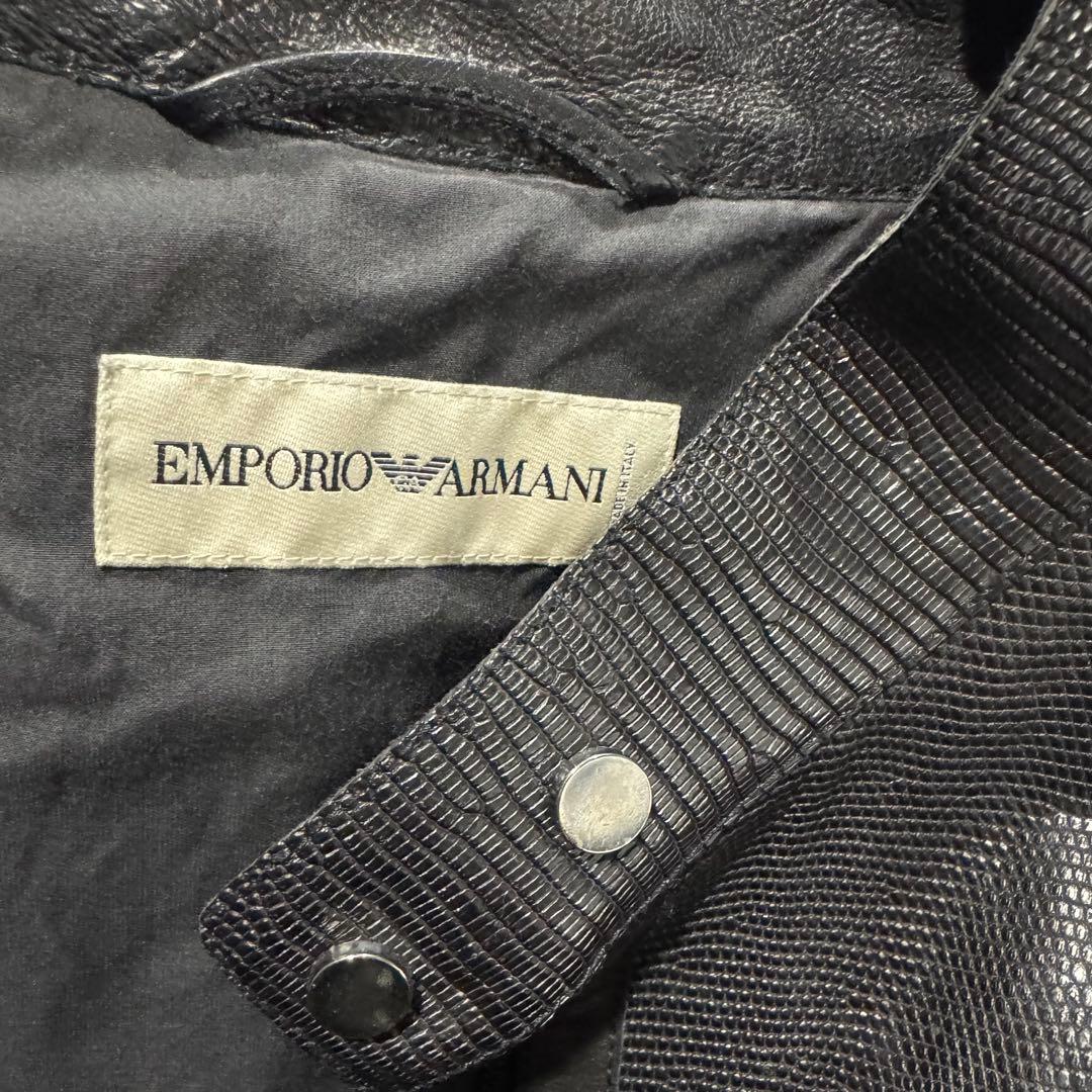 EMPORIO ARMANI 黒 レザージャケット スタンドカラー USED