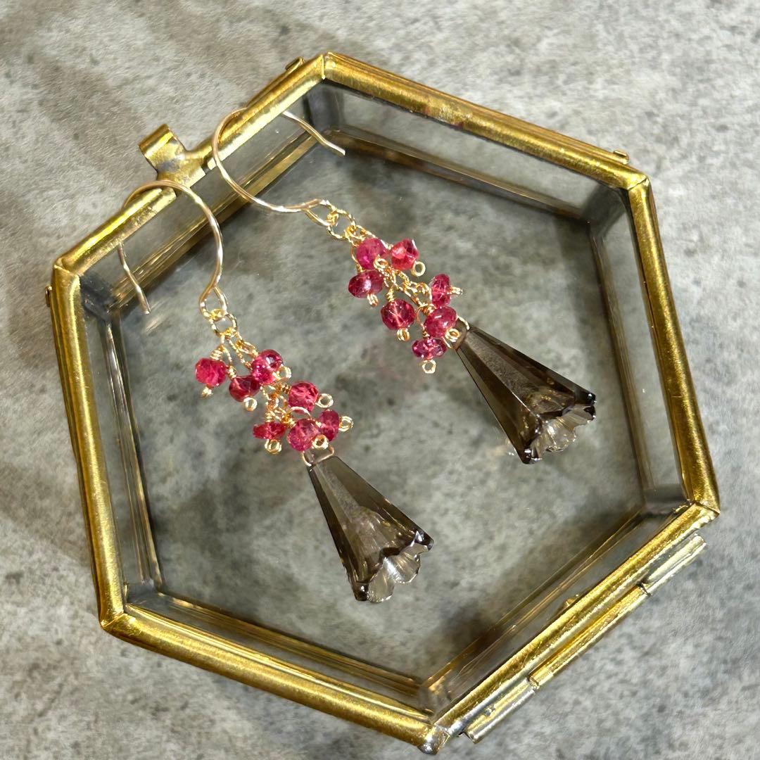 専用✳︎宝石質✳︎コンケーブカットアメトリン　14kgf　天然石ピアス/イヤリング