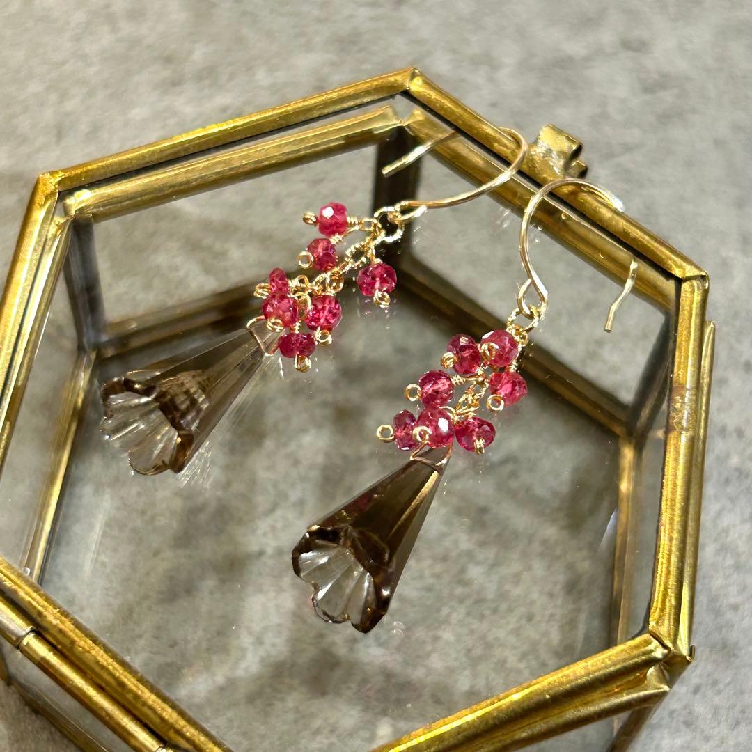 専用✳︎宝石質✳︎コンケーブカットアメトリン　14kgf　天然石ピアス/イヤリング