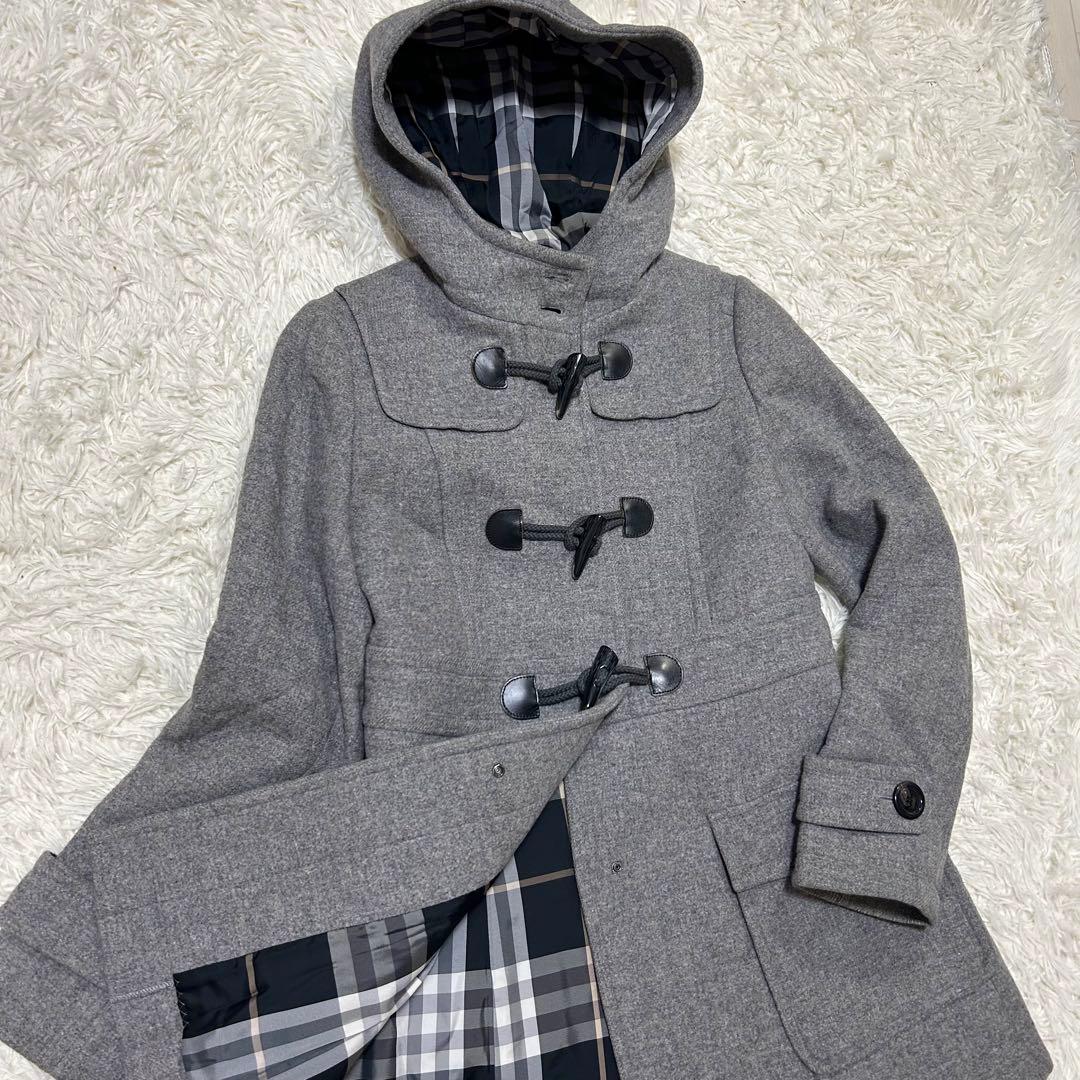 アンゴラ✨BURBERRYBLUE LABELバーバリー ダッフルコートグレーL