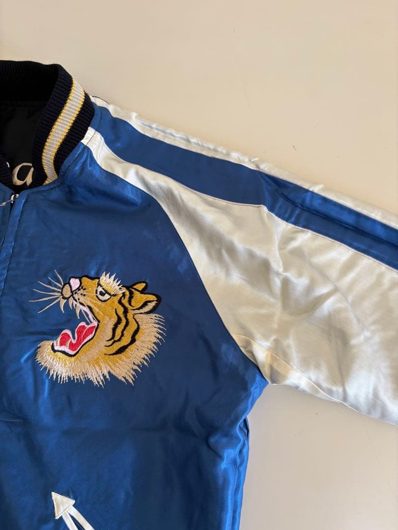 テーラー東洋　スーベニアジャケット　ホワイトタイガーxゴールドドラゴン　サイズL