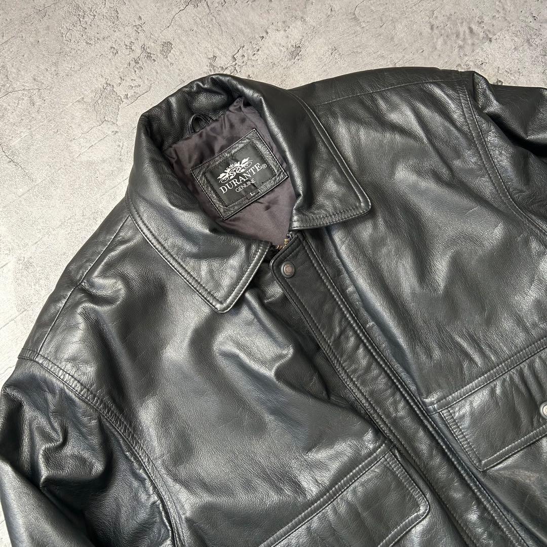 未使用級 90's DURANTE レザージャケット 本革 ボンバー ブラック