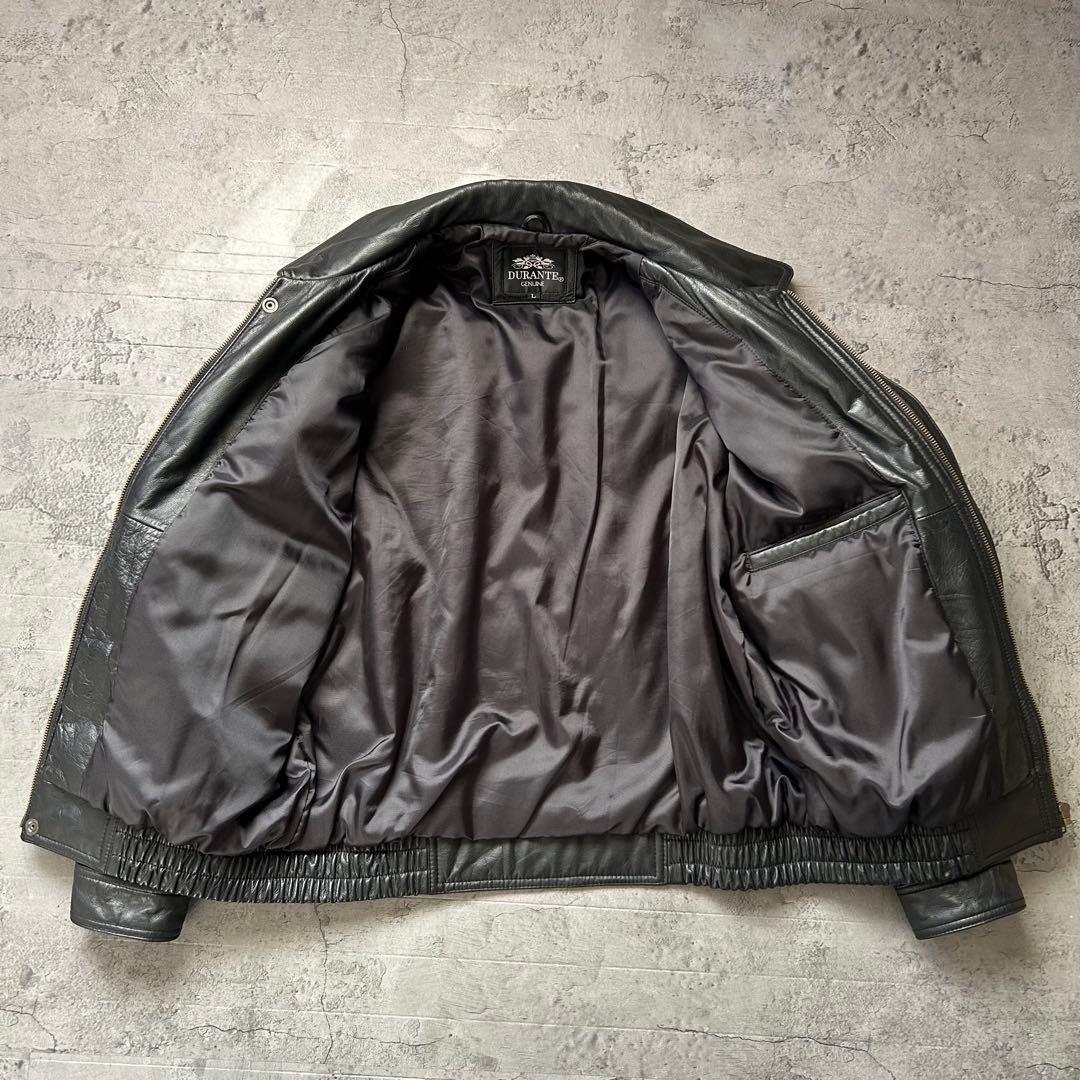 未使用級 90's DURANTE レザージャケット 本革 ボンバー ブラック