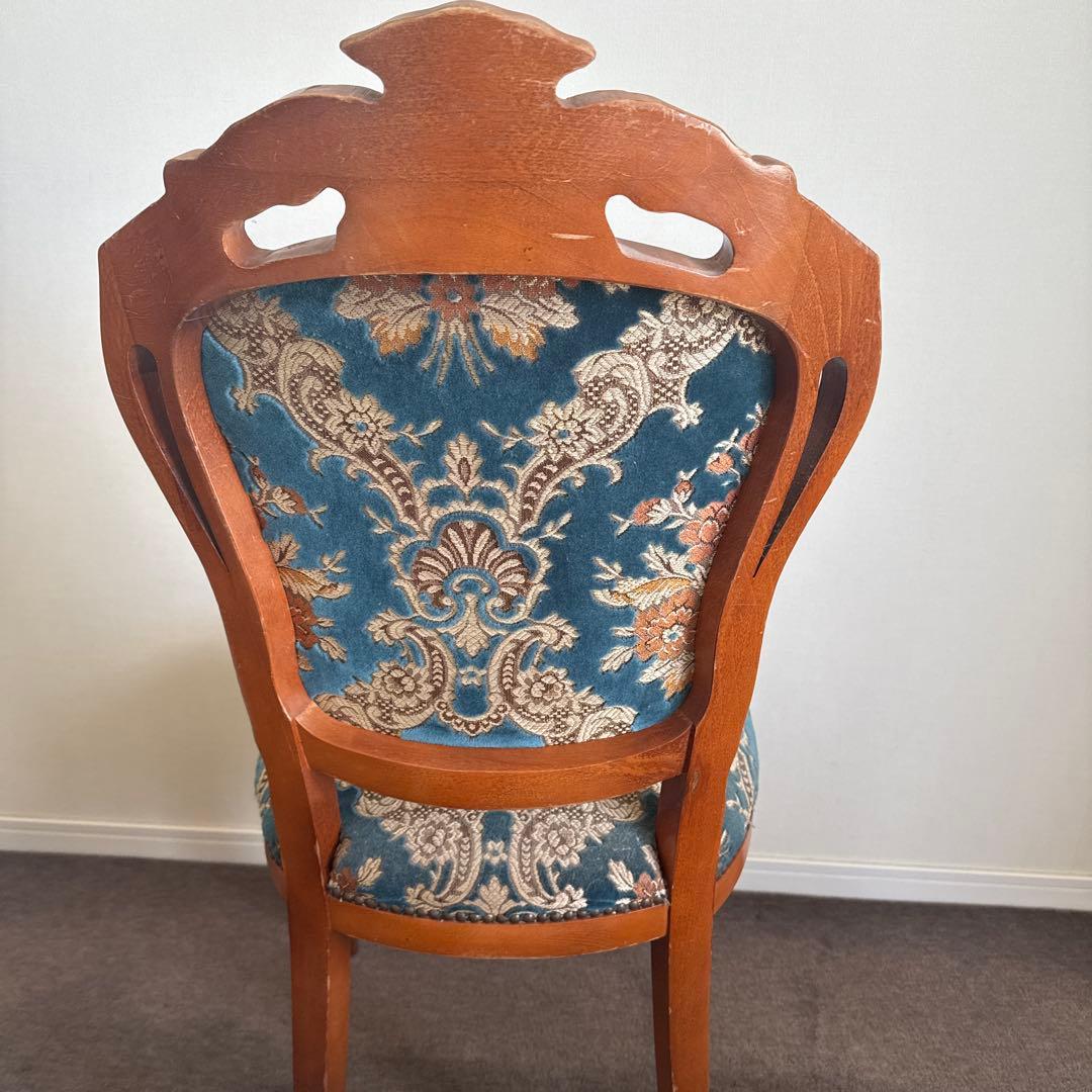 【最終値下げ】金華山織 猫脚クラシックチェア ブルー チェア アンティークチェア