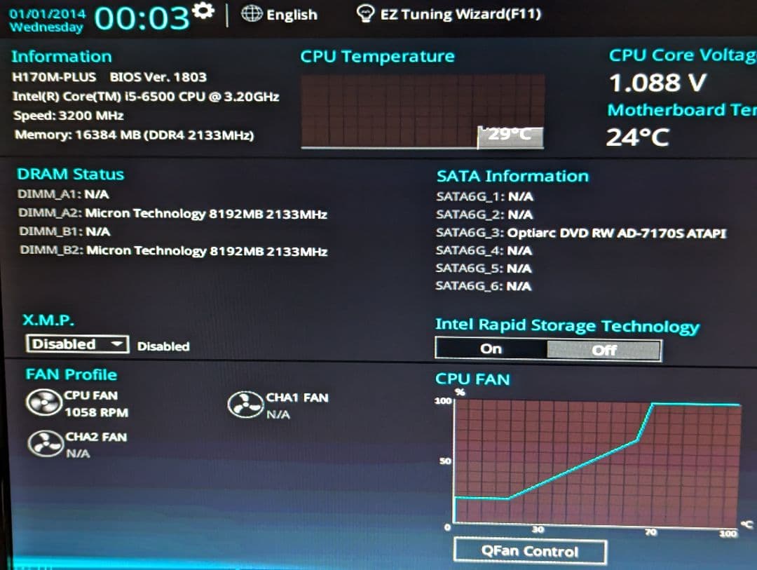 自作PC　i5-6500　HDD無し　ジャンク品