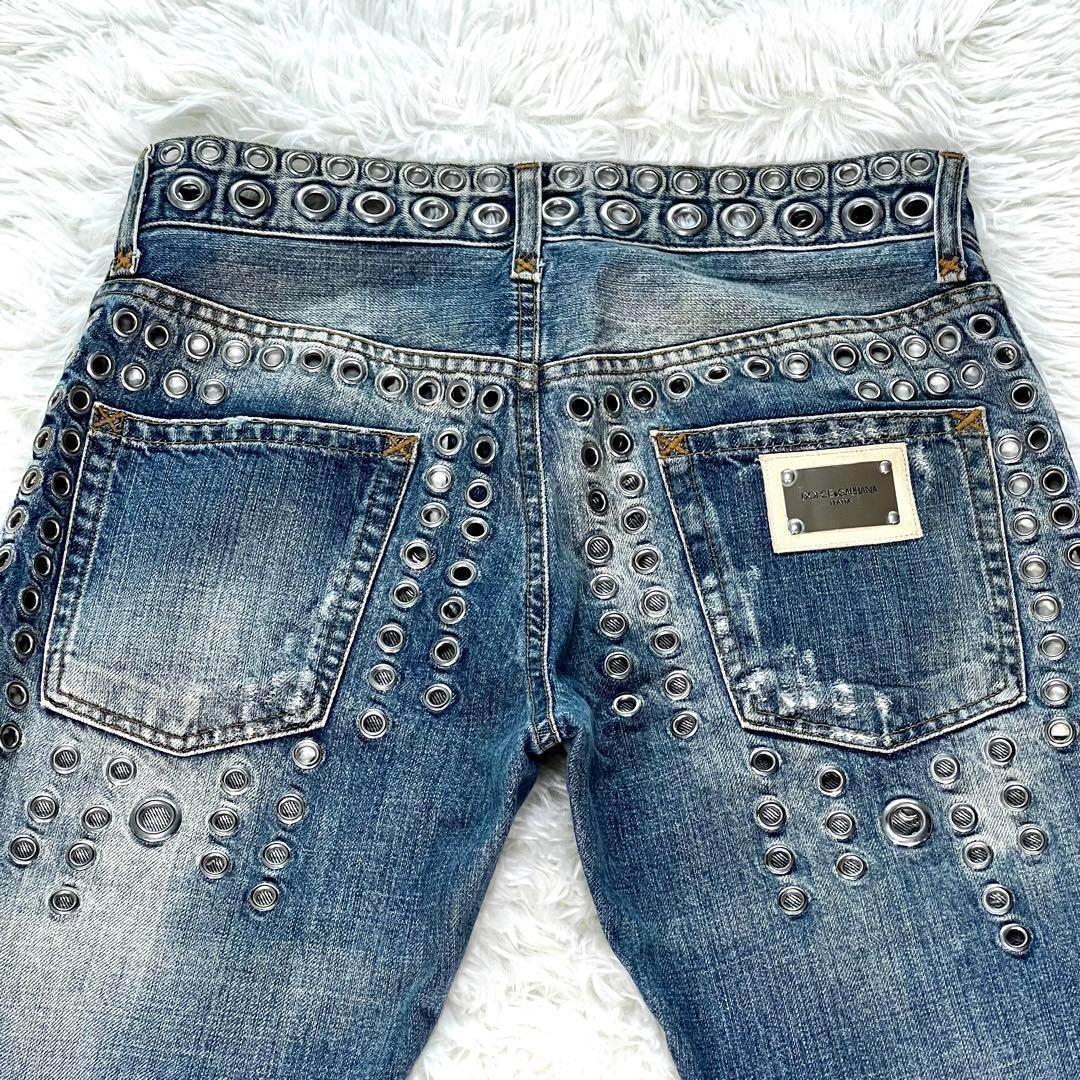 【名作】ドルチェアンドガッバーナ2006SSハトメスタッズ クラッシュデニム46