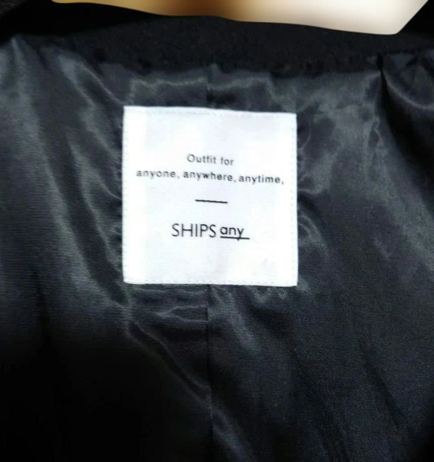 SHIPS any メルトン ウール ミックス M-51 モッズ コート 黒