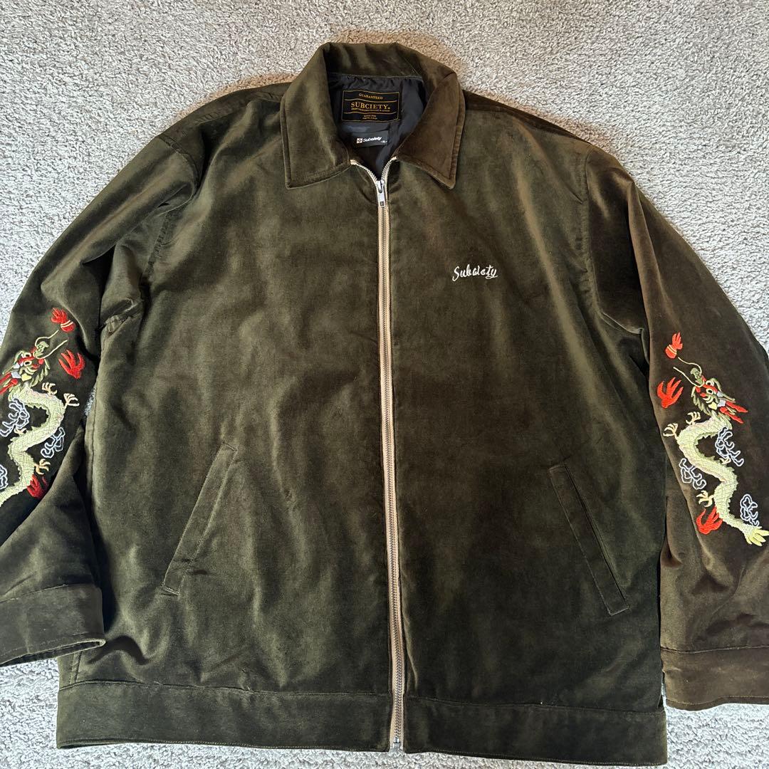Take F SUBCIETY 即完モデル　ドラゴン刺繍 ベロアスカジャン