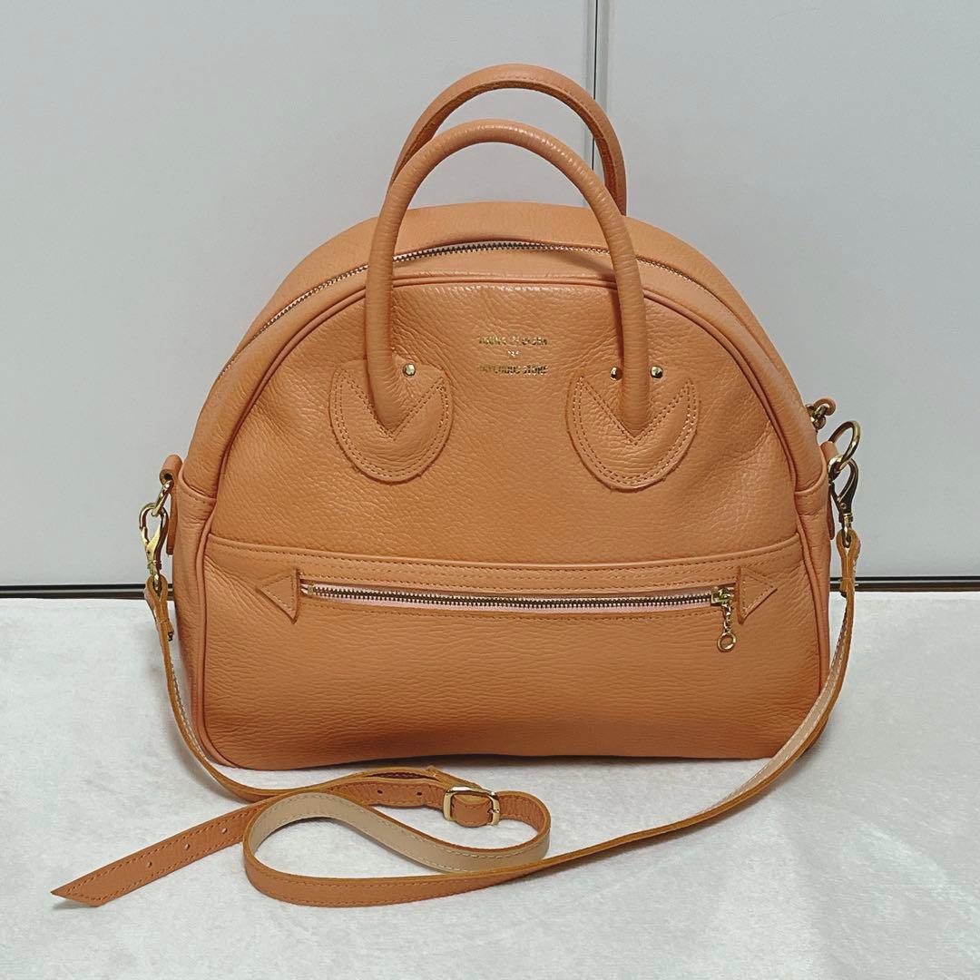 ヤングアンドオルセン ボストンバッグ ピンクベージュ 2way ショルダー