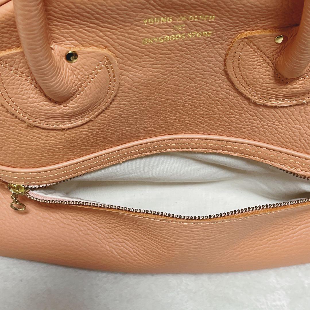 ヤングアンドオルセン ボストンバッグ ピンクベージュ 2way ショルダー