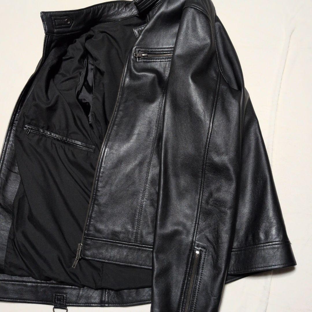美品！羊革！ブラックレザーシングルライダースジャケット　リュウグーレイザース！