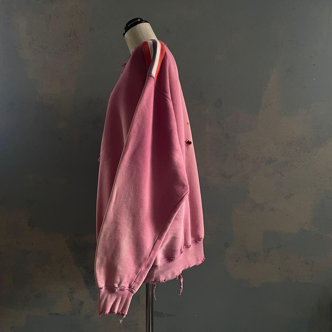 80's adidas“万国旗”刺繍ロゴ”肉厚“鬼フェード“Boro sweat