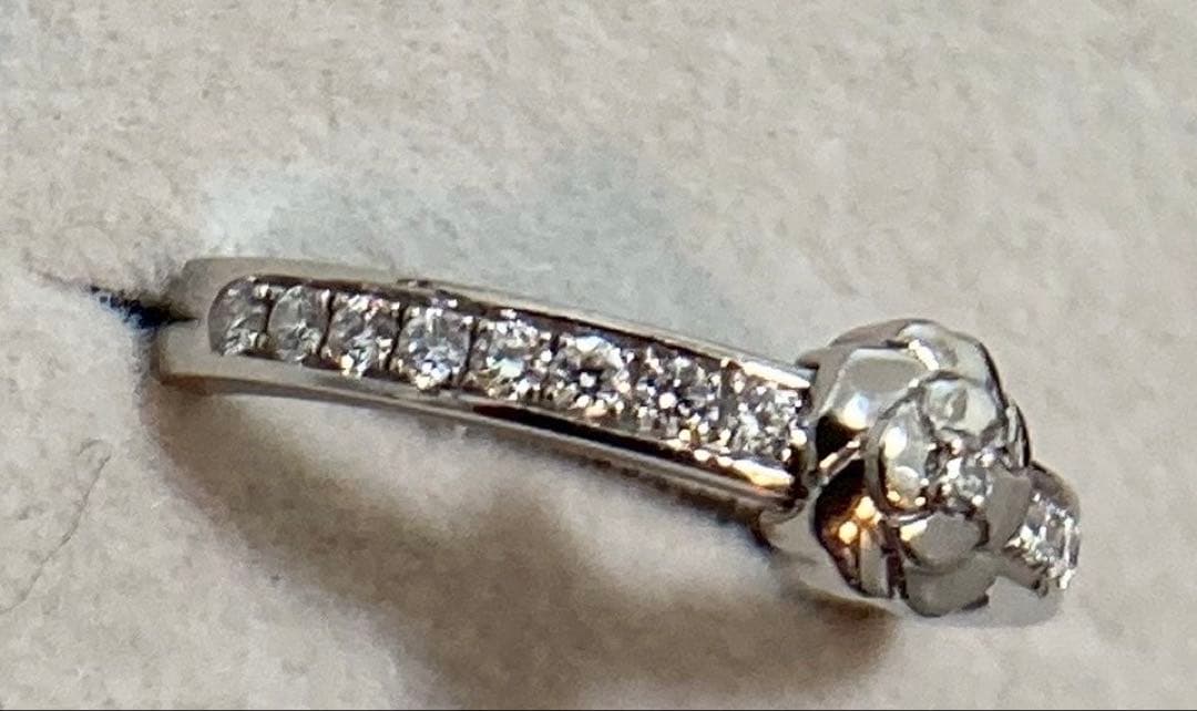 2日に取消CHANEL カメリアプラチナ950 ハーフダイヤリング#48シャネル