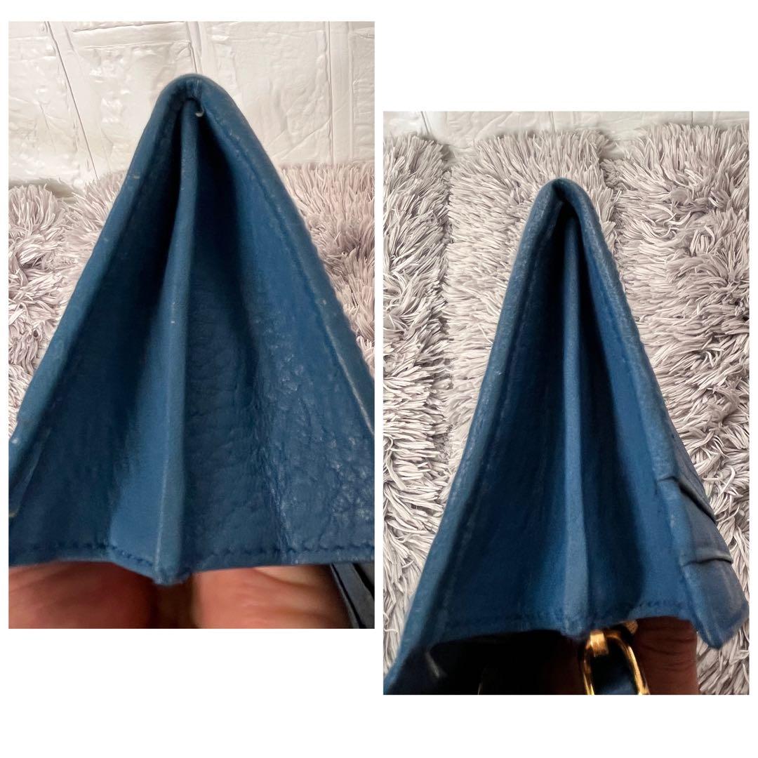 美品✨PRADA ヴィッテロダイノ　シボレザー　メタルロゴ　長財布　コバルト