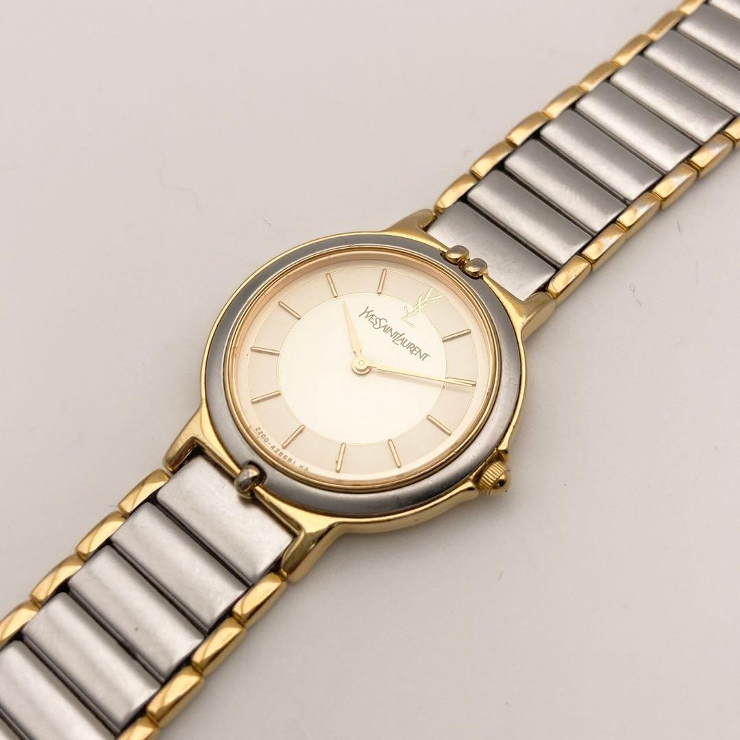 【稼働品】イヴ・サンローラン 2200 クォーツ 腕時計 コンビ