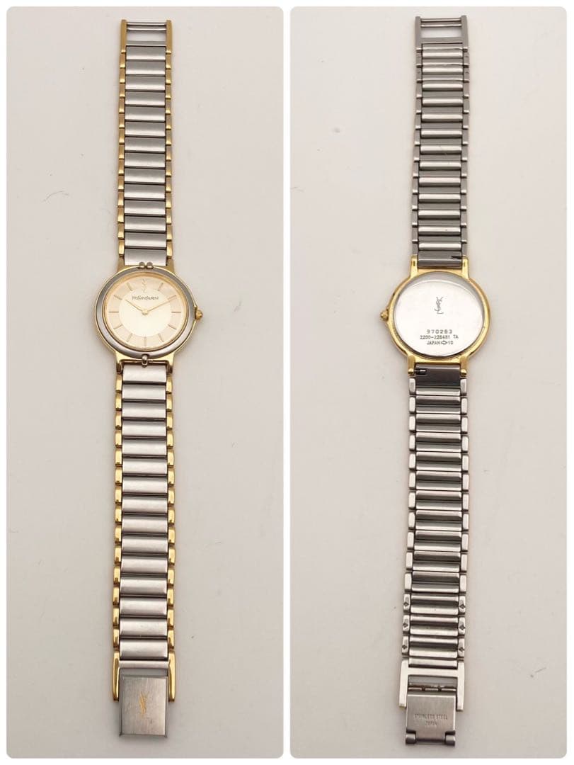 【稼働品】イヴ・サンローラン 2200 クォーツ 腕時計 コンビ