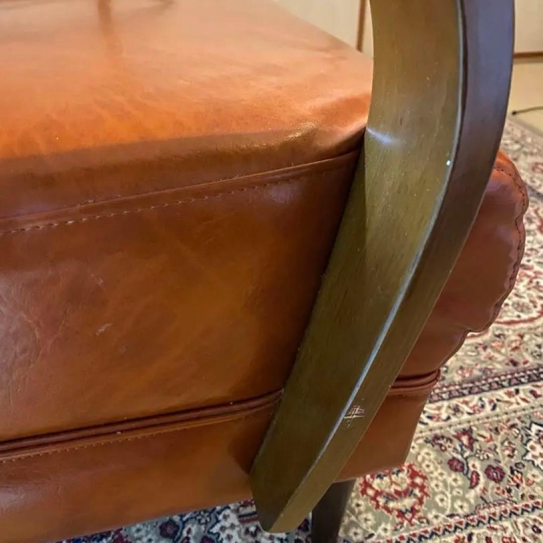 ビーカンパニー クールベ オレンジ 合成皮革 2人掛けソファ ミッドセンチュリー