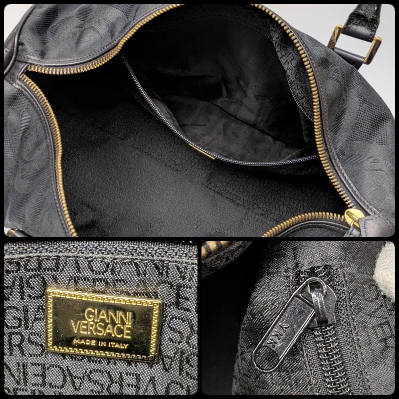 【美品】ジャンニヴェルサーチ ボストンバッグ ロゴ総柄 メデューサ ナイロン