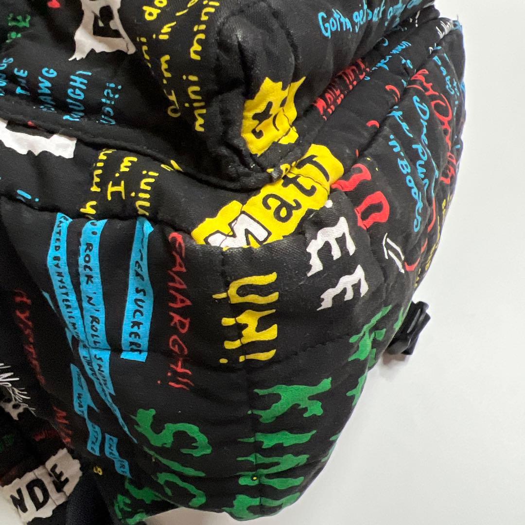 ヒステリックミニ　リュック　黒　リリック柄　刺繍　ワッペン　チェストベルト