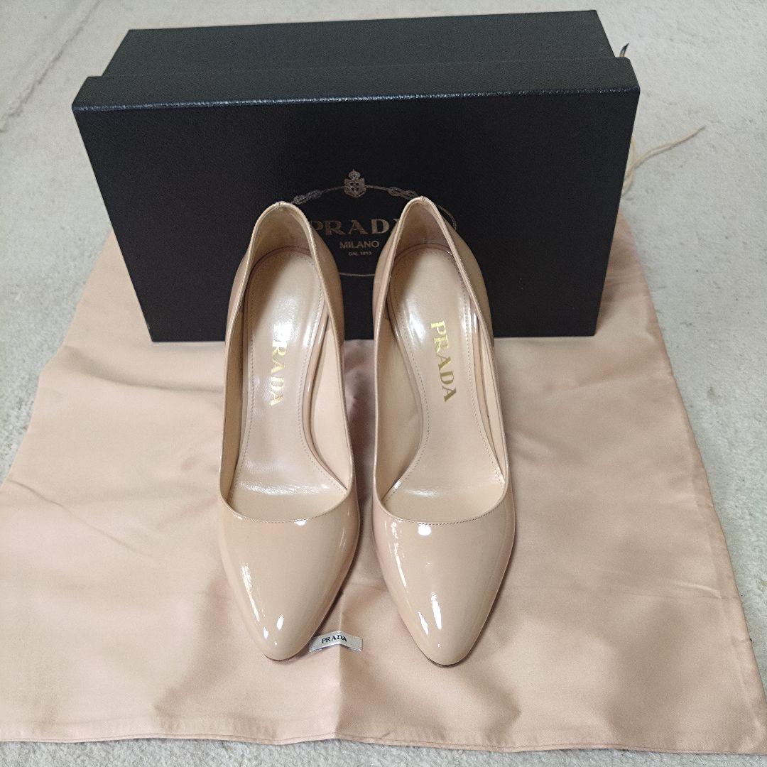 正規品 PRADA プラダ パテントレザー パンプス ハイヒール ベージュ