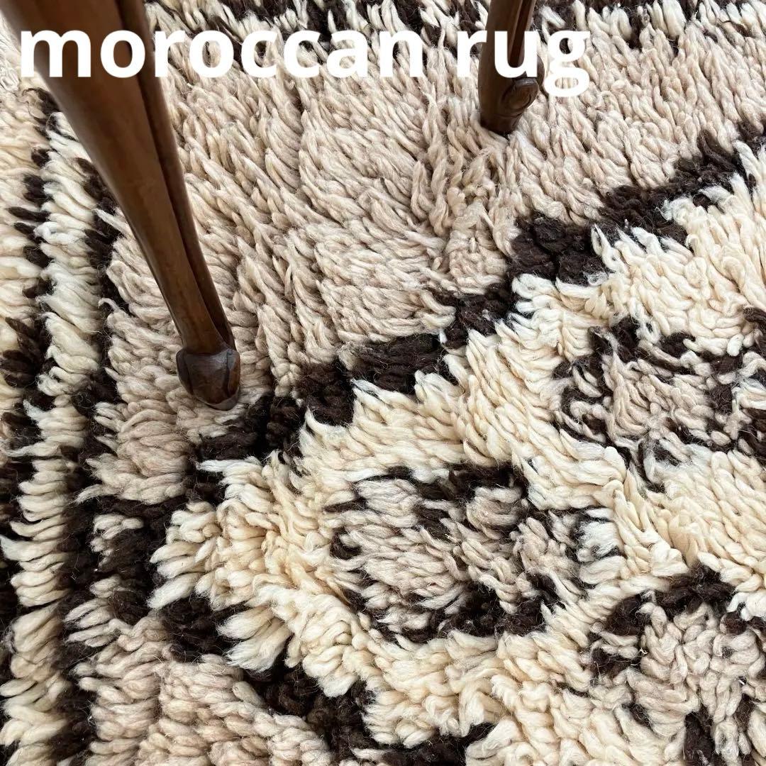 レア✳︎モロッコラグ　ミルキー　ブラウンチョコ　メダリオン　トルコヴィンテージラグ