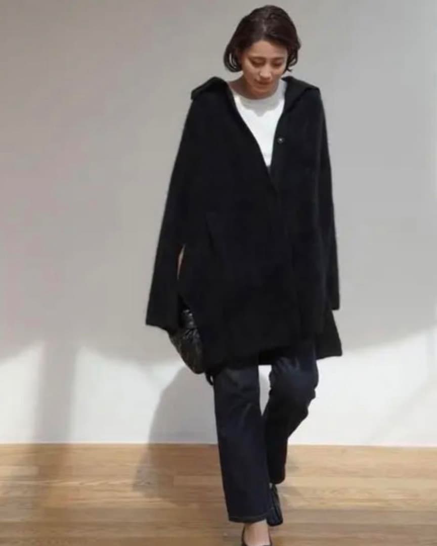 etretokyo エトレトウキョウ ラクーン ニット カーディガン コート 黒