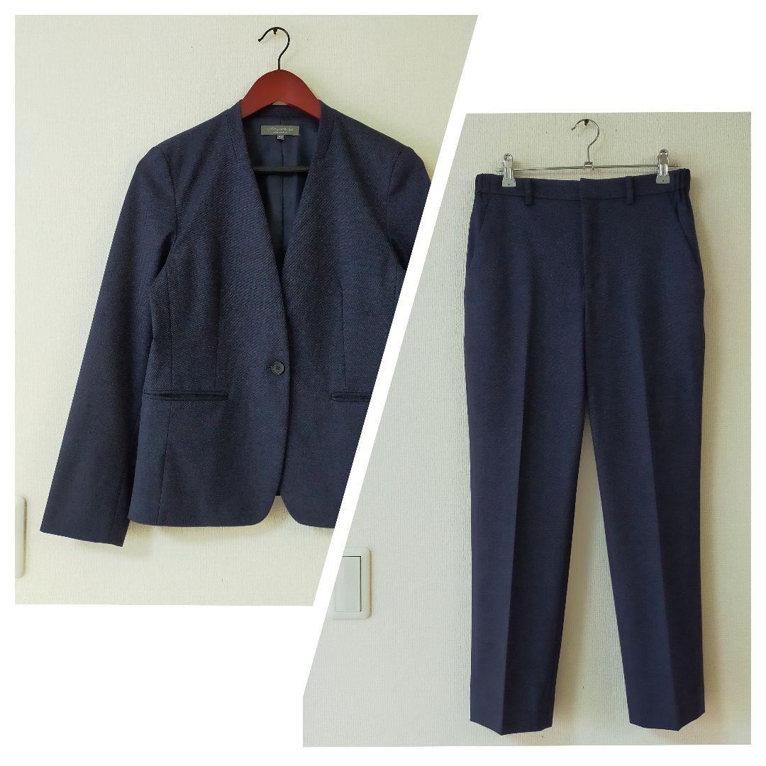 美品　A day in the life　40　洗えるノーカラーパンツスーツ