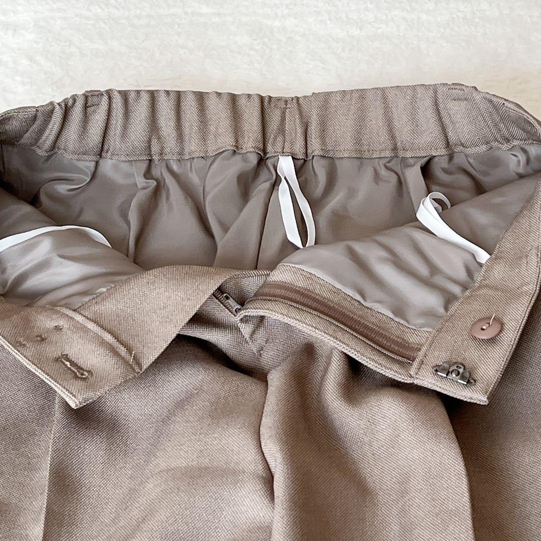 未使用級✨インディヴィ パンツスーツ セットアップ　ベージュ　Mサイズ　洗える