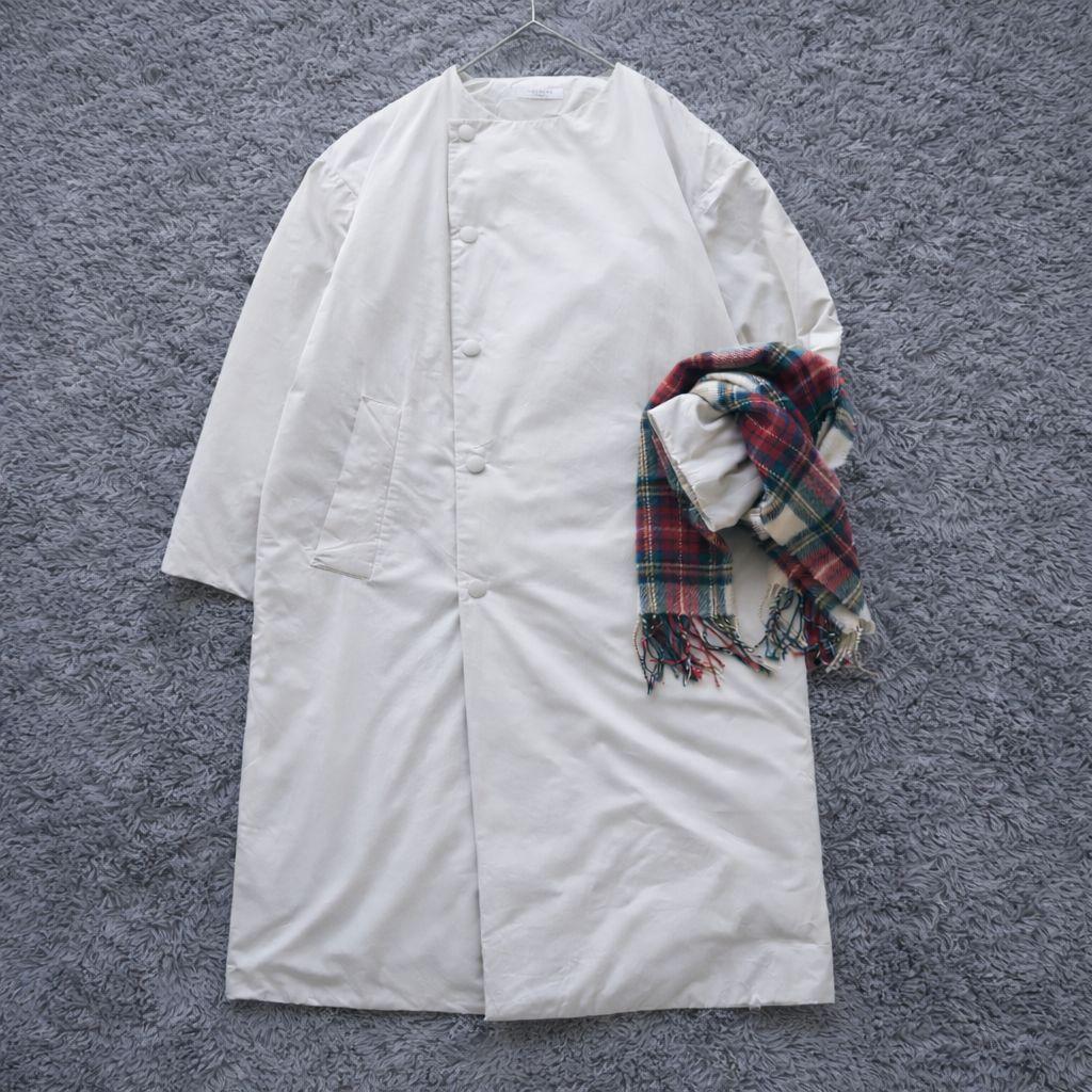 MACPHEE ノーカラーコート ダウン　ホワイト　アイボリー　グレージュ