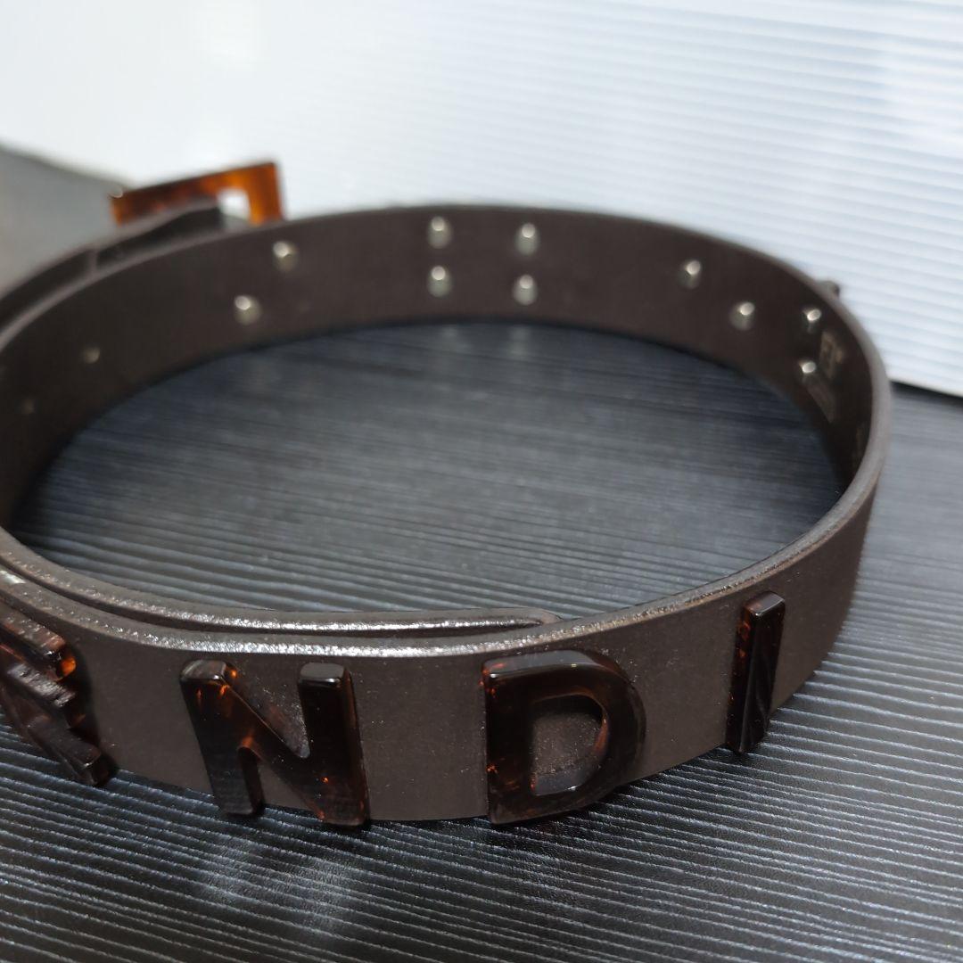 美品FENDI JEANS ロゴプレート レディースレザーベルト ダークブラウン