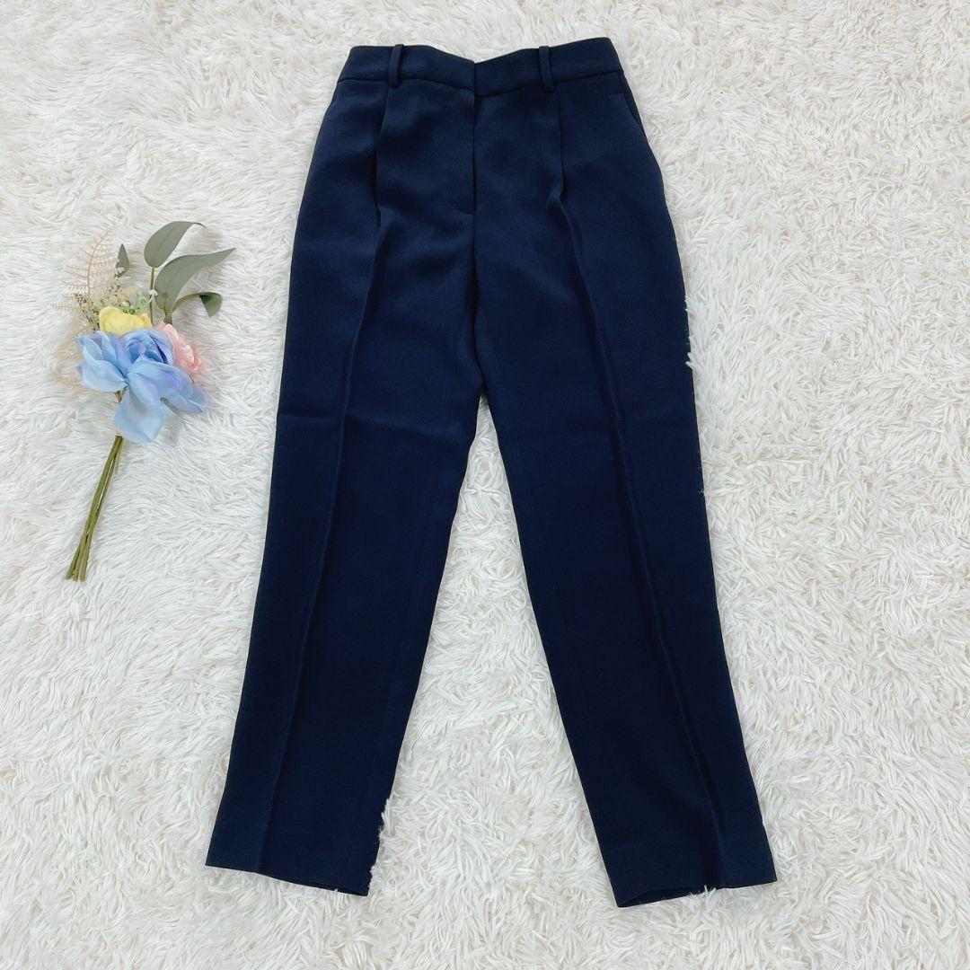 極美品　プラステ　ノーカラー　パンツスーツ　ネイビー　XS