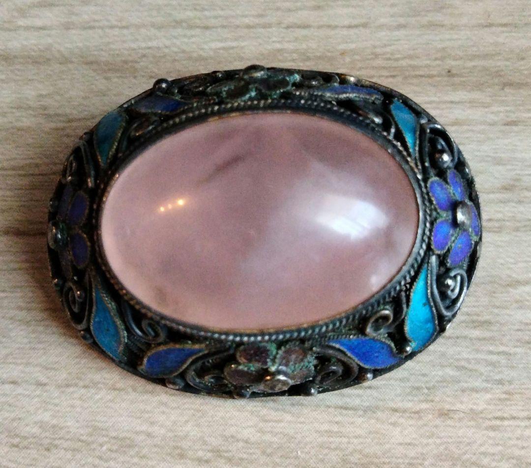 SILVER ローズクォーツ ブローチ