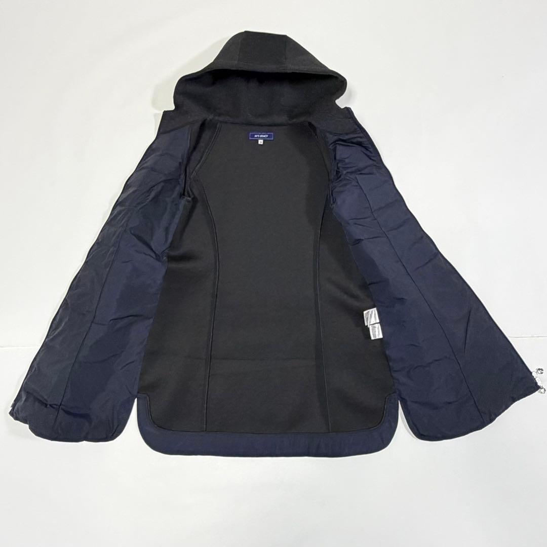 エムズグレイシー ダウンコート ダウンジャケット フード Aライン ネイビー M