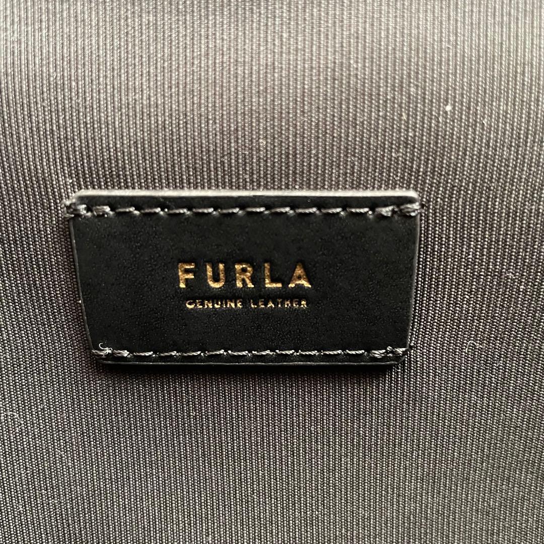 美品フルラ レザー2WAY ショルダーバッグ 現行ロゴ 黒