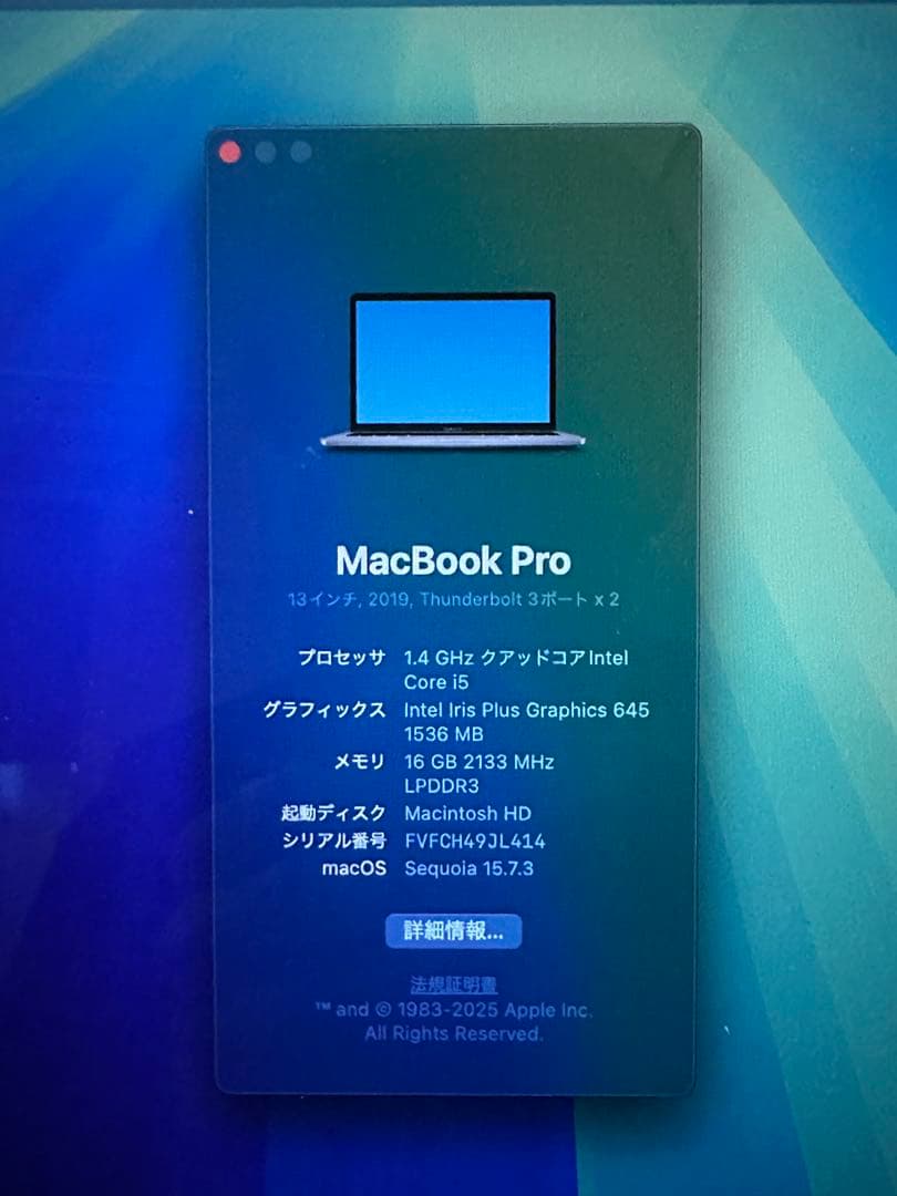 MacBook本体 Apple MacBook Pro 13 2019 i5/16GB/512Gb