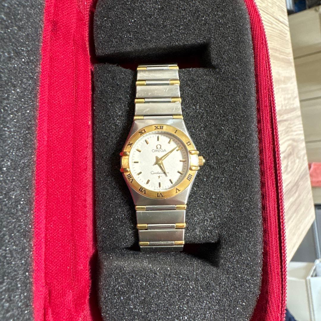 OMEGA クォーツ時計 ステンレススチール ゴールド